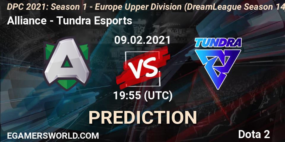 Alliance - Tundra Esports: ennuste. 09.02.2021 at 21:13, Dota 2, DPC 2021: Season 1 - Europe Upper Division (DreamLeague Season 14)