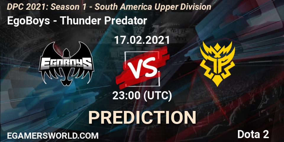 EgoBoys - Thunder Predator: ennuste. 17.02.21, Dota 2, DPC 2021: Season 1 - South America Upper Division