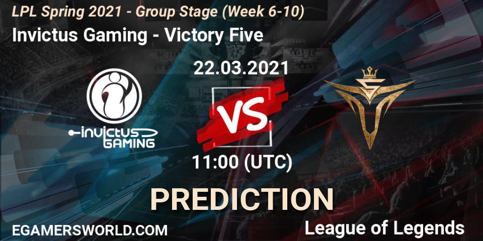 Invictus Gaming - Victory Five: ennuste. 22.03.2021 at 11:00, LoL, LPL Spring 2021 - Group Stage (Week 6-10)