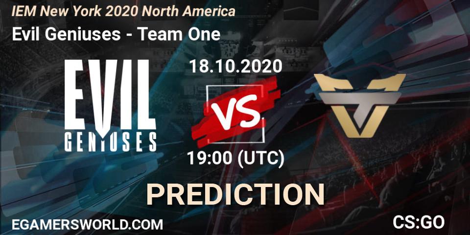 Evil Geniuses - Team One: ennuste. 18.10.2020 at 19:00, Counter-Strike (CS2), IEM New York 2020 North America