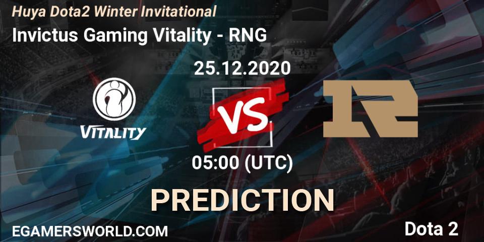 Invictus Gaming Vitality - RNG: ennuste. 25.12.20, Dota 2, Huya Dota2 Winter Invitational