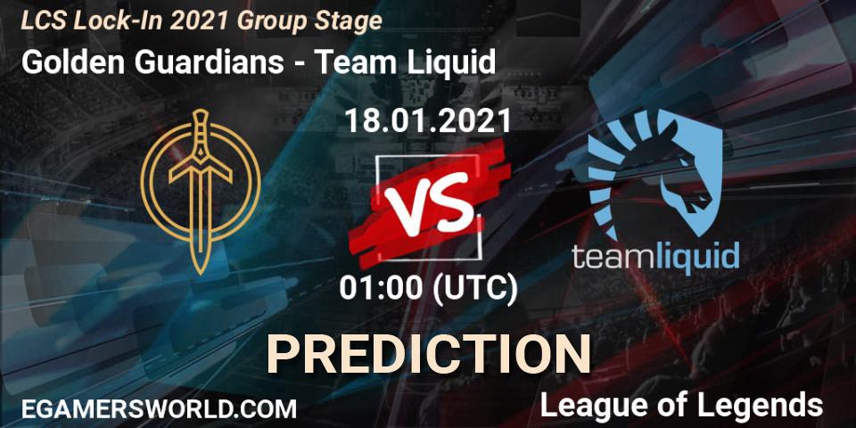 Golden Guardians - Team Liquid: ennuste. 18.01.2021 at 01:00, LoL, LCS Lock-In 2021 Group Stage