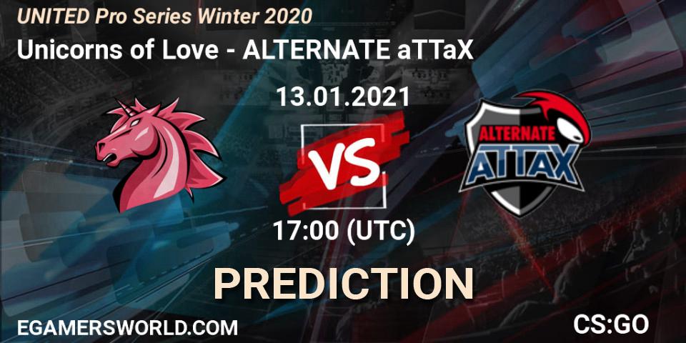 Unicorns of Love - ALTERNATE aTTaX: ennuste. 13.01.2021 at 17:00, Counter-Strike (CS2), UNITED Pro Series Winter 2020