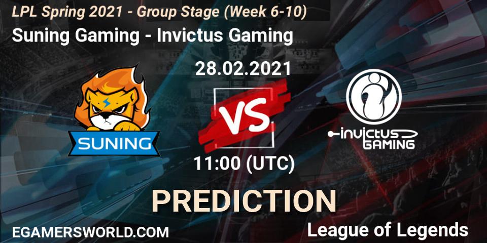 Suning Gaming - Invictus Gaming: ennuste. 28.02.21, LoL, LPL Spring 2021 - Group Stage (Week 6-10)
