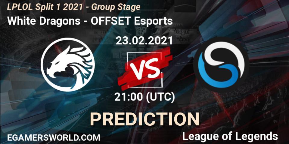 White Dragons - OFFSET Esports: ennuste. 23.02.2021 at 21:00, LoL, LPLOL Split 1 2021 - Group Stage
