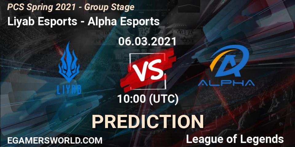 Liyab Esports - Alpha Esports: ennuste. 06.03.2021 at 10:00, LoL, PCS Spring 2021 - Group Stage
