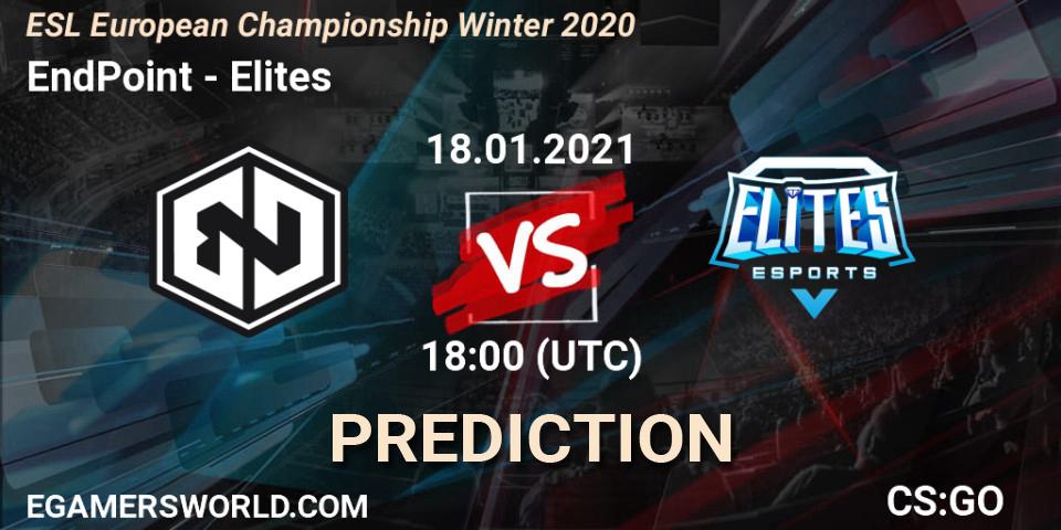 EndPoint - Elites: ennuste. 18.01.2021 at 18:15, Counter-Strike (CS2), ESL European Championship Winter 2020