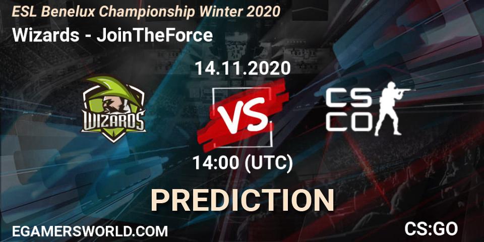 Wizards - JoinTheForce: ennuste. 14.11.2020 at 14:00, Counter-Strike (CS2), ESL Benelux Championship Winter 2020