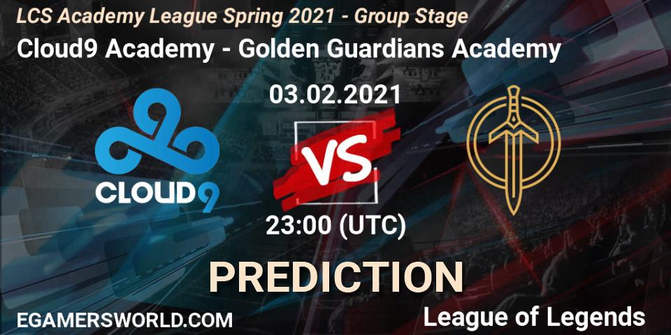 Cloud9 Academy - Golden Guardians Academy: ennuste. 03.02.21, LoL, LCS Academy League Spring 2021 - Group Stage