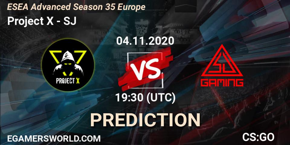 Project X - SJ: ennuste. 04.11.2020 at 14:30, Counter-Strike (CS2), ESEA Advanced Season 35 Europe