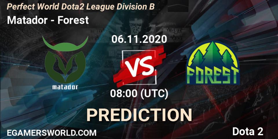 Matador - Forest: ennuste. 06.11.2020 at 06:52, Dota 2, Perfect World Dota2 League Division B