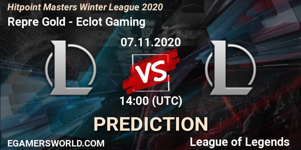 Repre Gold - Eclot Gaming: ennuste. 07.11.2020 at 14:00, LoL, Hitpoint Masters Winter League 2020