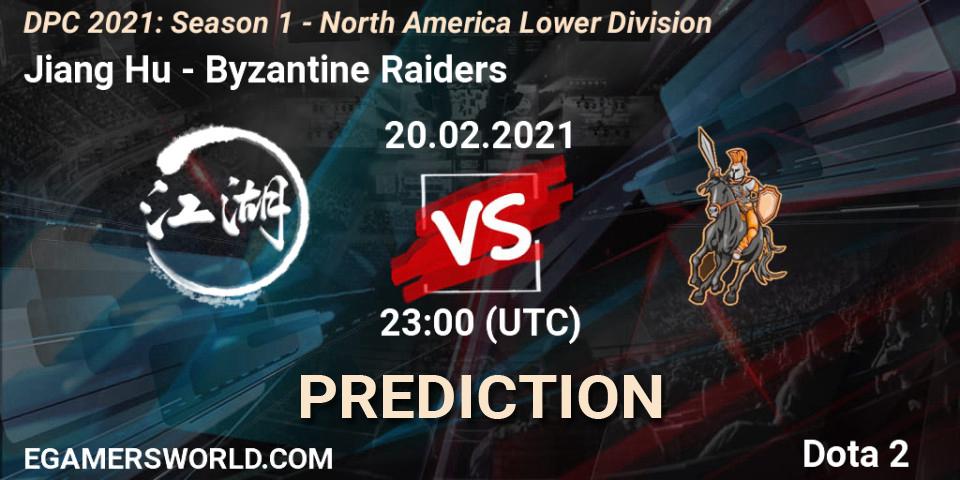 Jiang Hu - Byzantine Raiders: ennuste. 20.02.2021 at 23:00, Dota 2, DPC 2021: Season 1 - North America Lower Division