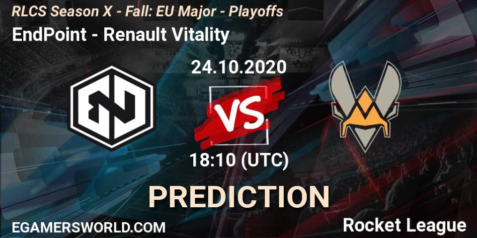 EndPoint - Renault Vitality: ennuste. 24.10.2020 at 17:50, Rocket League, RLCS Season X - Fall: EU Major - Playoffs