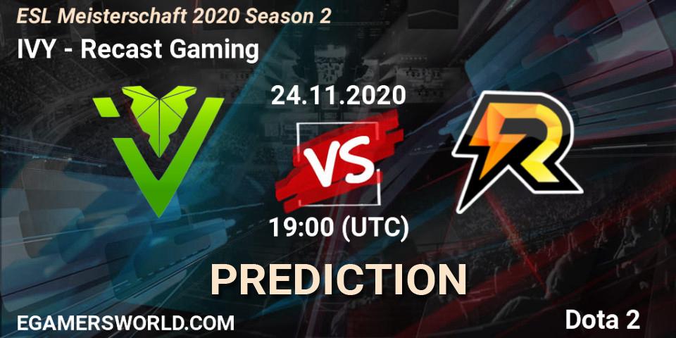 IVY - Recast Gaming: ennuste. 24.11.2020 at 19:36, Dota 2, ESL Meisterschaft 2020 Season 2