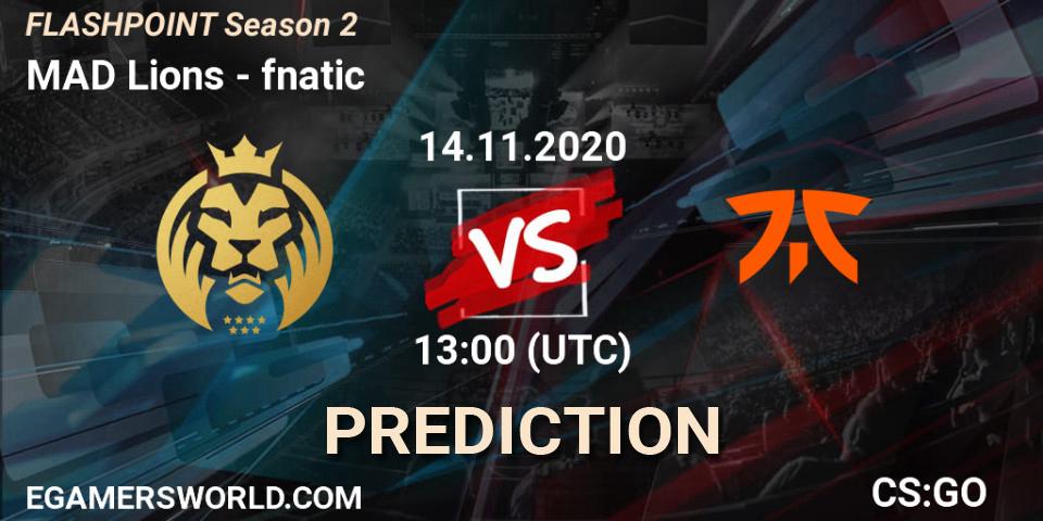 MAD Lions - fnatic: ennuste. 14.11.2020 at 13:00, Counter-Strike (CS2), Flashpoint Season 2