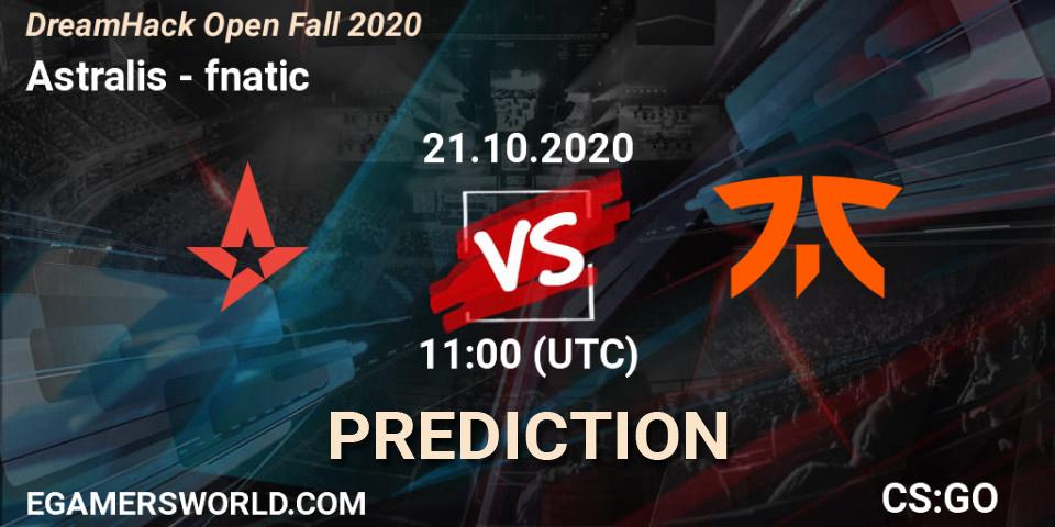 Astralis - fnatic: ennuste. 21.10.2020 at 11:00, Counter-Strike (CS2), DreamHack Open Fall 2020