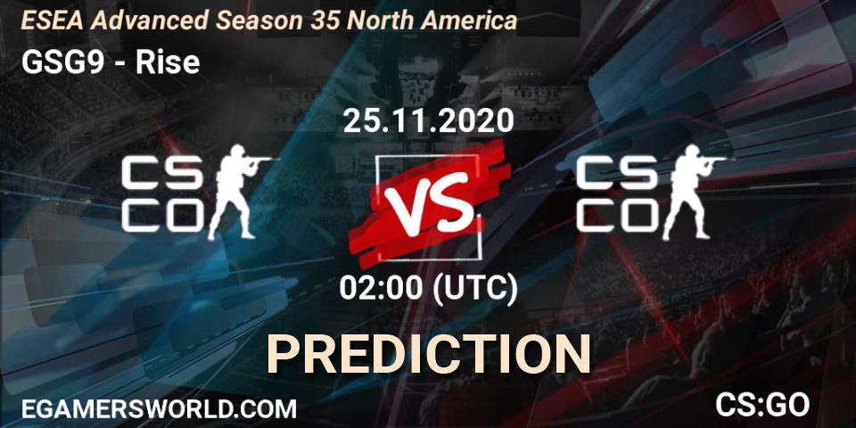 GSG9 - Rise: ennuste. 25.11.2020 at 02:00, Counter-Strike (CS2), ESEA Advanced Season 35 North America