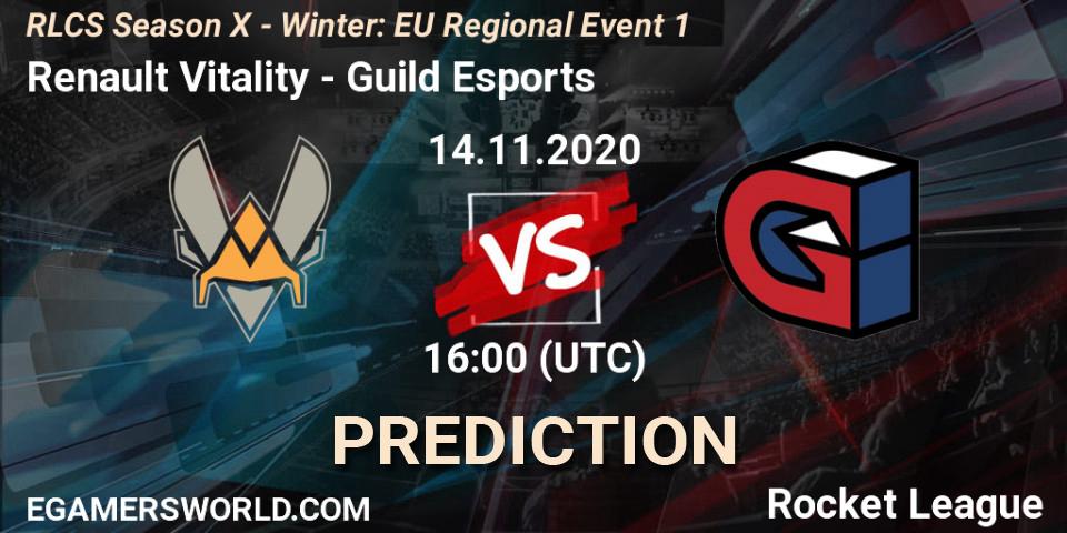 Renault Vitality - Guild Esports: ennuste. 14.11.2020 at 16:00, Rocket League, RLCS Season X - Winter: EU Regional Event 1