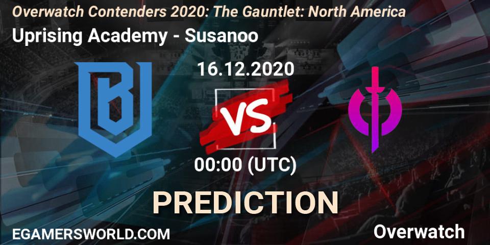 Uprising Academy - Susanoo: ennuste. 15.12.2020 at 23:40, Overwatch, Overwatch Contenders 2020: The Gauntlet: North America