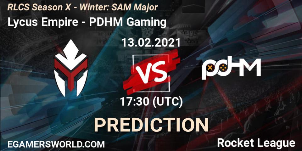 Lycus Empire - PDHM Gaming: ennuste. 13.02.2021 at 17:30, Rocket League, RLCS Season X - Winter: SAM Major