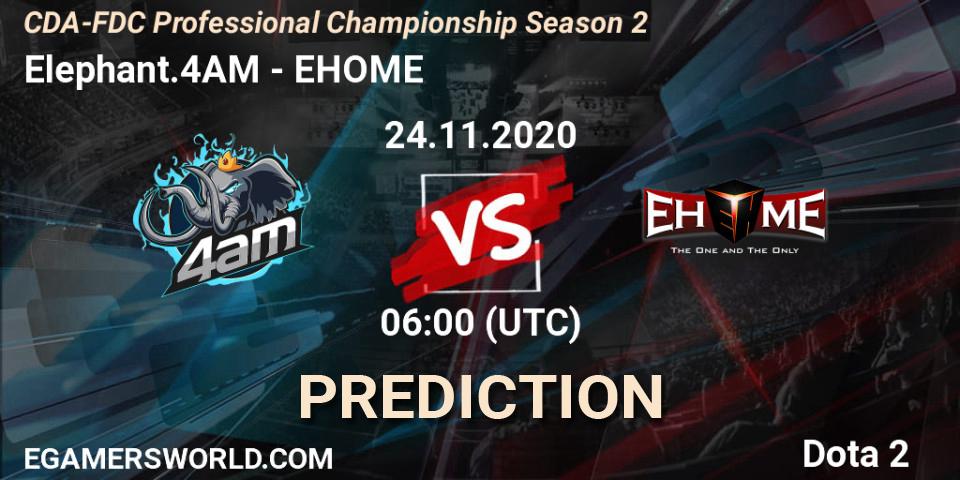 Elephant.4AM - EHOME: ennuste. 24.11.2020 at 06:06, Dota 2, CDA-FDC Professional Championship Season 2