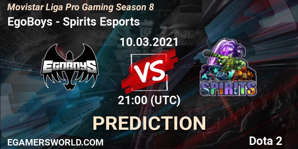 EgoBoys - Spirits Esports: ennuste. 10.03.2021 at 21:05, Dota 2, Movistar Liga Pro Gaming Season 8