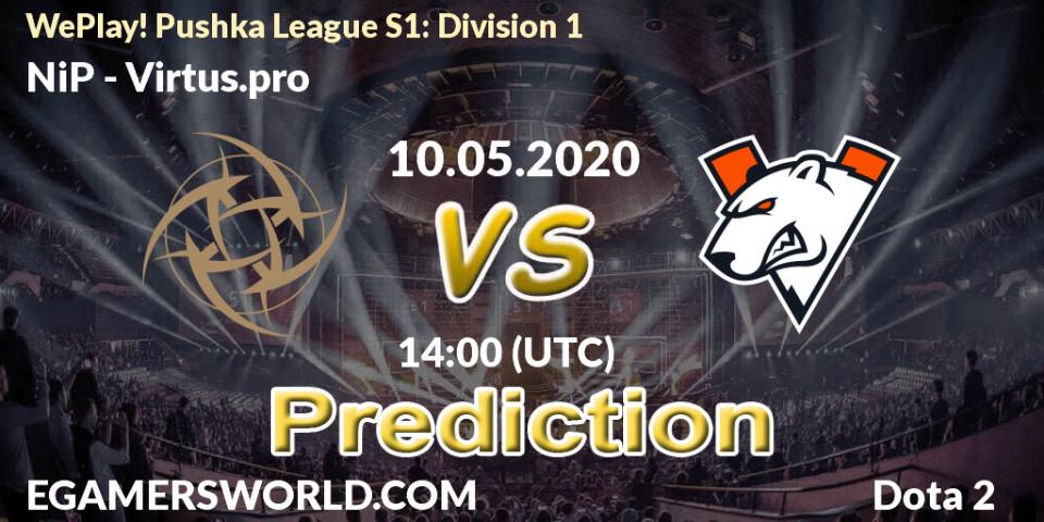 NiP - Virtus.pro: ennuste. 10.05.2020 at 13:30, Dota 2, WePlay! Pushka League S1: Division 1