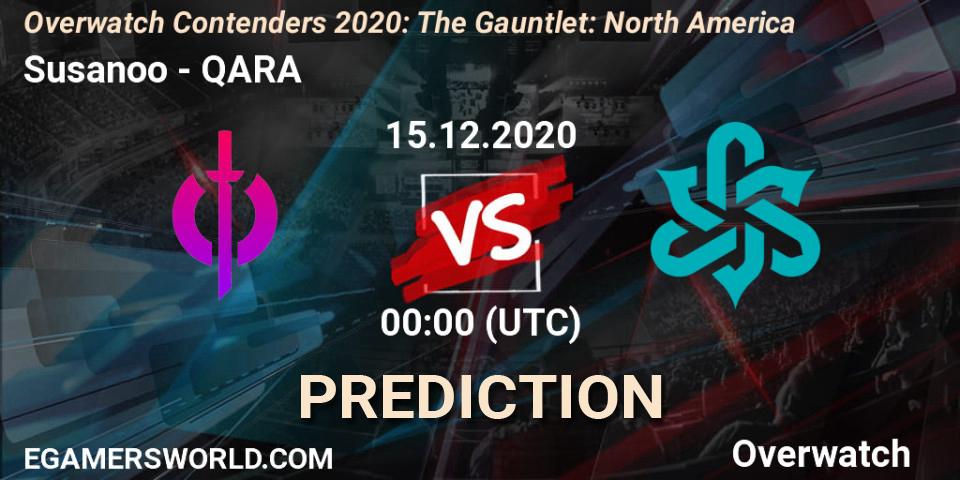 Susanoo - QARA: ennuste. 15.12.2020 at 00:00, Overwatch, Overwatch Contenders 2020: The Gauntlet: North America