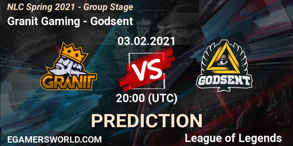 Granit Gaming - Godsent: ennuste. 03.02.2021 at 20:15, LoL, NLC Spring 2021 - Group Stage
