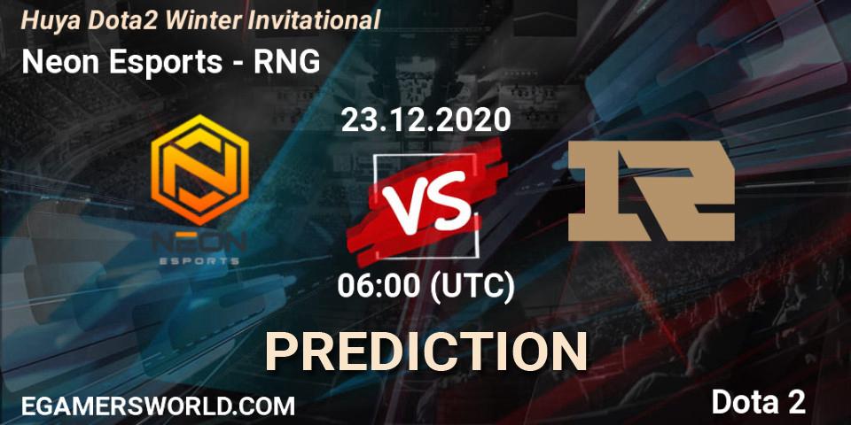 Neon Esports - RNG: ennuste. 23.12.2020 at 05:39, Dota 2, Huya Dota2 Winter Invitational