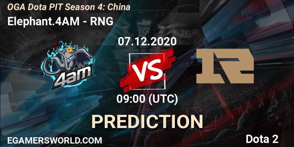 Elephant.4AM - RNG: ennuste. 07.12.2020 at 08:02, Dota 2, OGA Dota PIT Season 4: China