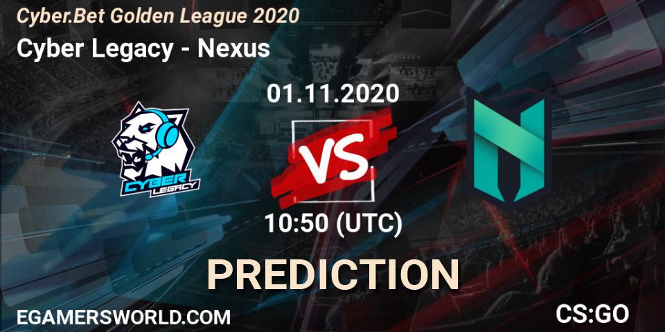 Cyber Legacy - Nexus: ennuste. 01.11.2020 at 10:50, Counter-Strike (CS2), Cyber.Bet Golden League 2020