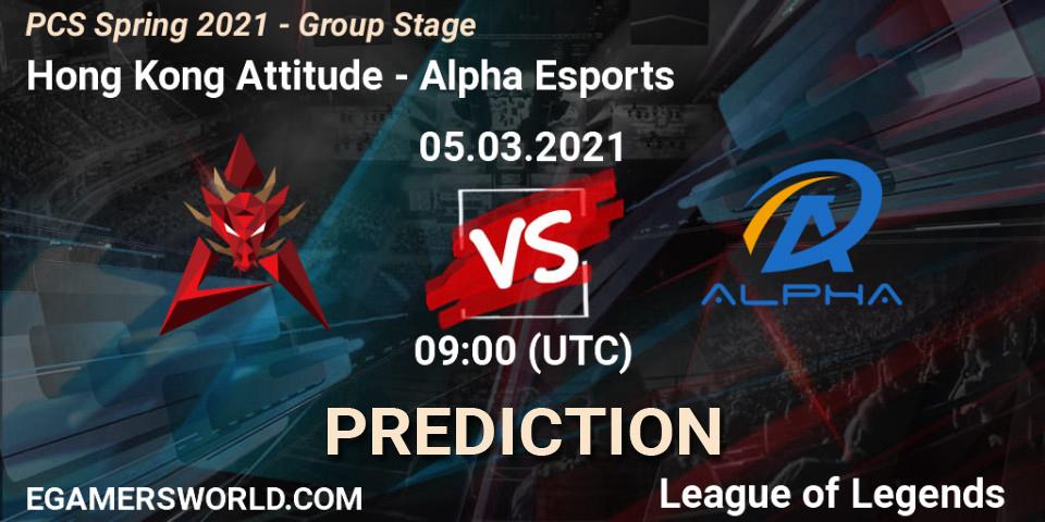 Hong Kong Attitude - Alpha Esports: ennuste. 05.03.2021 at 13:00, LoL, PCS Spring 2021 - Group Stage