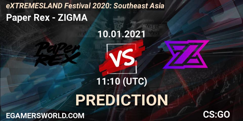 Paper Rex - ZIGMA: ennuste. 10.01.2021 at 11:20, Counter-Strike (CS2), eXTREMESLAND Festival 2020: Southeast Asia