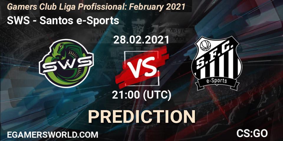 SWS - Santos e-Sports: ennuste. 28.02.2021 at 21:45, Counter-Strike (CS2), Gamers Club Liga Profissional: February 2021