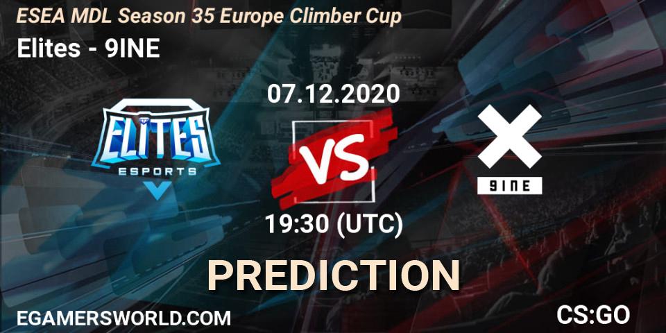 Elites - 9INE: ennuste. 07.12.2020 at 19:30, Counter-Strike (CS2), ESEA MDL Season 35 Europe Climber Cup