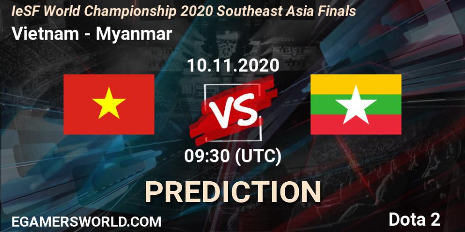 Vietnam - Myanmar: ennuste. 10.11.2020 at 09:25, Dota 2, IeSF World Championship 2020 Southeast Asia Finals