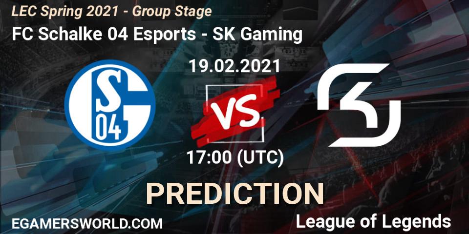 FC Schalke 04 Esports - SK Gaming: ennuste. 19.02.2021 at 17:00, LoL, LEC Spring 2021 - Group Stage