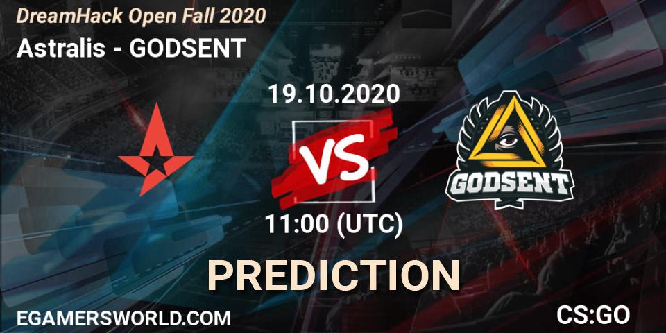 Astralis - GODSENT: ennuste. 19.10.2020 at 11:00, Counter-Strike (CS2), DreamHack Open Fall 2020