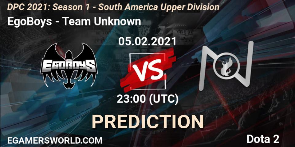 EgoBoys - Team Unknown: ennuste. 05.02.2021 at 23:01, Dota 2, DPC 2021: Season 1 - South America Upper Division