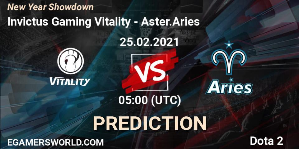 Invictus Gaming Vitality - Aster.Aries: ennuste. 25.02.2021 at 05:03, Dota 2, New Year Showdown