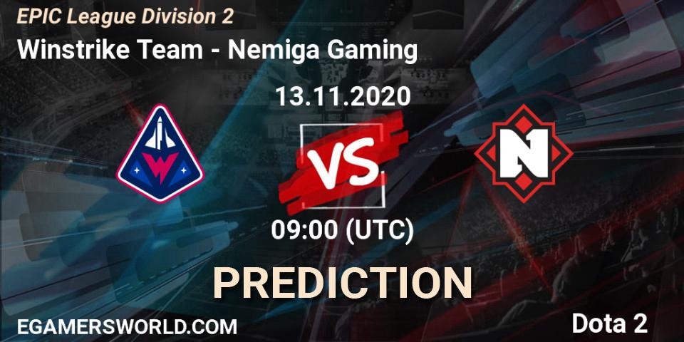Winstrike Team - Nemiga Gaming: ennuste. 13.11.2020 at 09:00, Dota 2, EPIC League Division 2