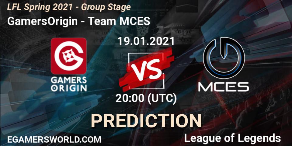 GamersOrigin - Team MCES: ennuste. 19.01.2021 at 21:00, LoL, LFL Spring 2021 - Group Stage
