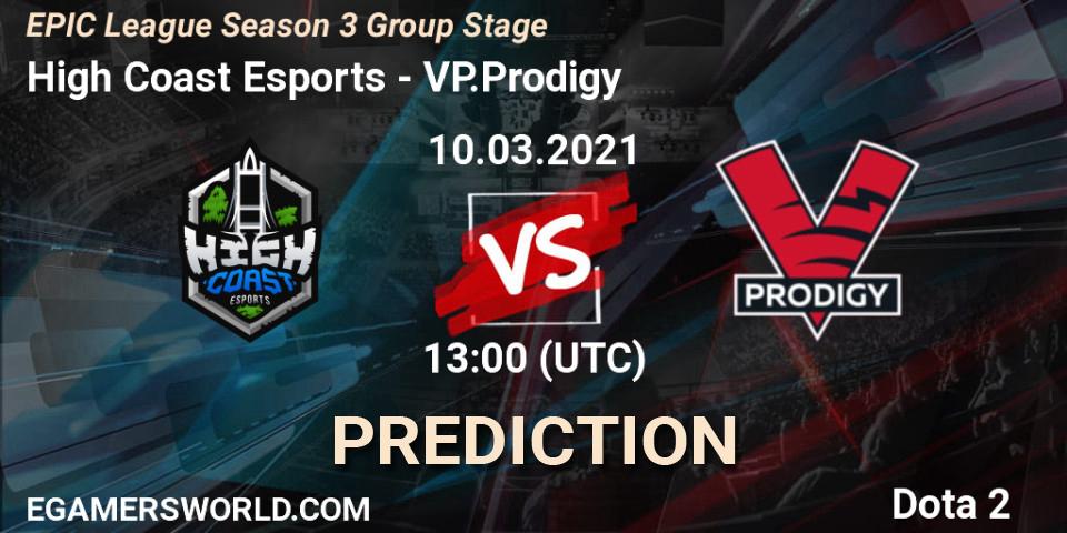 High Coast Esports - VP.Prodigy: ennuste. 10.03.2021 at 13:01, Dota 2, EPIC League Season 3 Group Stage