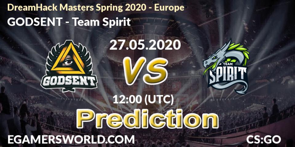 GODSENT - Team Spirit: ennuste. 30.05.2020 at 15:30, Counter-Strike (CS2), DreamHack Masters Spring 2020 - Europe
