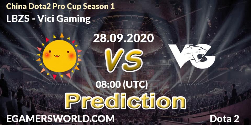 LBZS - Vici Gaming: ennuste. 28.09.2020 at 08:08, Dota 2, China Dota2 Pro Cup Season 1