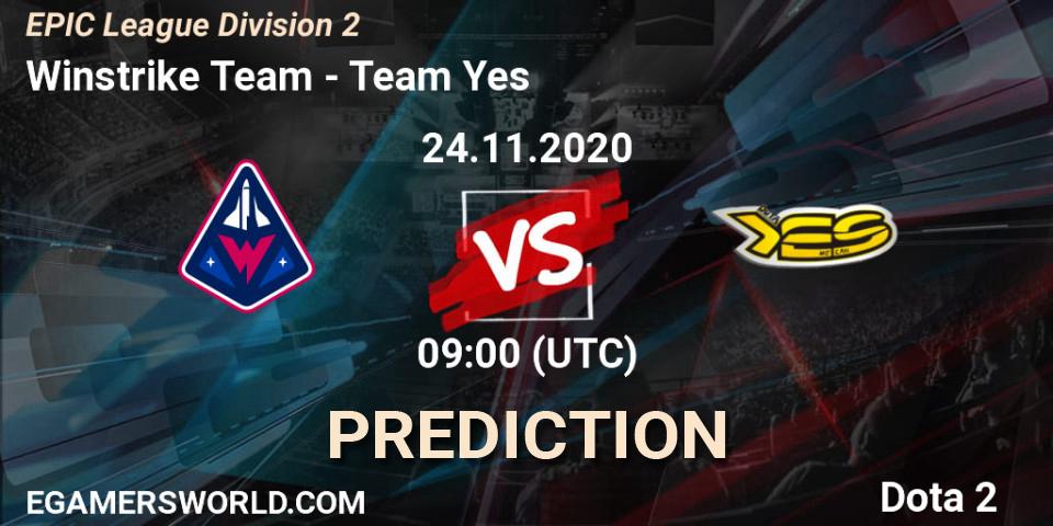 Winstrike Team - Team Yes: ennuste. 24.11.2020 at 12:00, Dota 2, EPIC League Division 2
