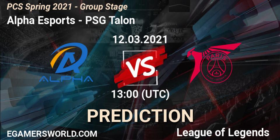 Alpha Esports - PSG Talon: ennuste. 12.03.2021 at 13:00, LoL, PCS Spring 2021 - Group Stage