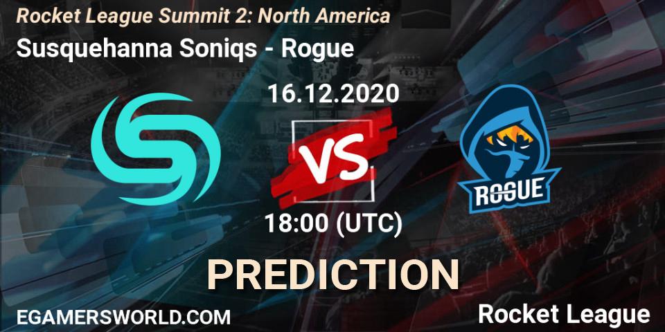 Susquehanna Soniqs - Rogue: ennuste. 16.12.2020 at 18:00, Rocket League, Rocket League Summit 2: North America
